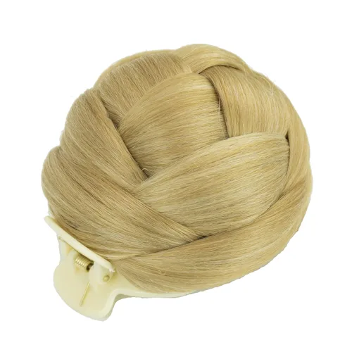 Miniatura 3 de IMISSU Trenzado Chignon Dancer Hair Donut Hairpieces Scrunchie Claw Hair Moño Updo para bodas y fiestas (M3 rubio ceniza)