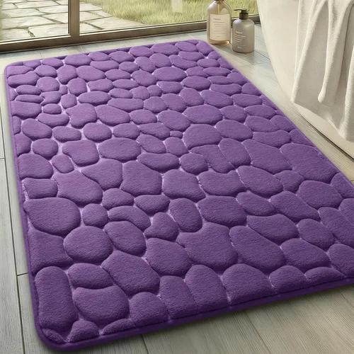 Miniatura 35 de YIHOUSE - Alfombra de espuma viscoelástica para pasillo, alfombras de baño con patrón de adoquín, superabsorbentes, alfombras de baño lavables a