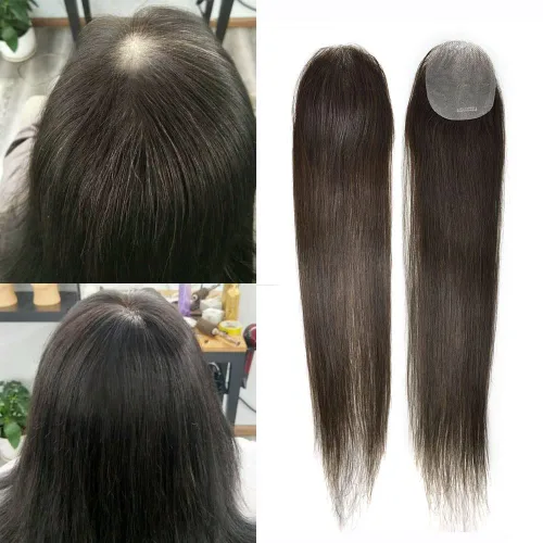 Miniatura 7 de Tope de pelo corto Toupee Invisible Poly Skin PU sistema de reemplazo para mujeres y hombres cierre superior extensiones rectas para pérdida