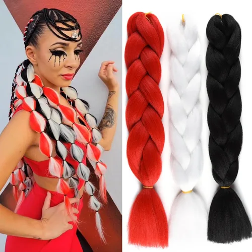 Alileona Extensión de cabello trenzado jumbo de 24 pulgadas, caja jumbo de fibra sintética para trenzar el cabello, extensiones de cabello con