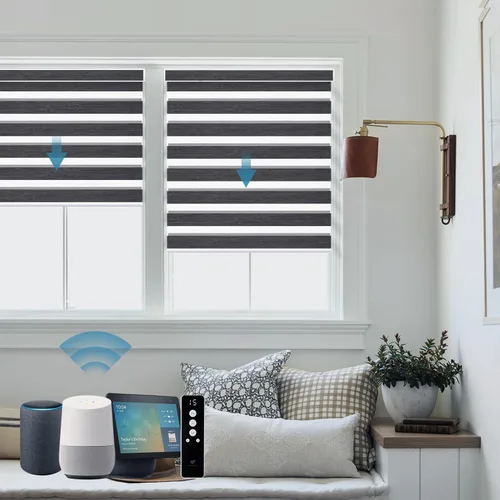 Miniatura 10 de SmartWings - Persianas motorizadas de cebra con control remoto, persianas de filtrado de luz inteligentes y semitransparentes para ventanas