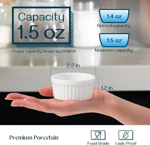 Miniatura 2 de DOWAN Cuencos para inmersión de 1.5 onzas, mini ramequines, pequeños platos de porcelana Ramekin, tazas de postre pequeños cuencos para condimentos