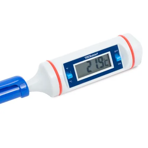 Miniatura 7 de Termómetro digital rastreable de bolsillo con calibración, 302 °F; vástago largo de 8 pulgadas