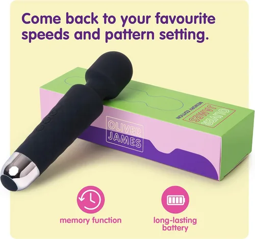 Miniatura 6 de Oliver James Varita vibradora para mujer Consolador vibrador silencioso con 20 patrones y 8 velocidades para placer sexual Juguetes sexuales