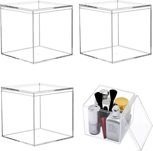 Miniatura 18 de KissYou Caja de Acrílico Grande Cajas de Exhibición Transparentes con Tapa Cubo Cuadrado Transparente Caja de Almacenamiento de Acrílico para Bodas