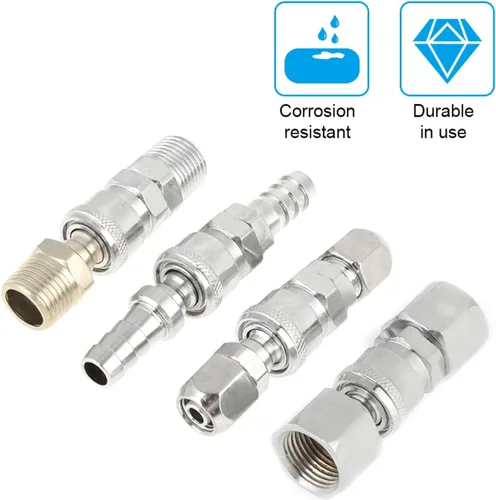 Miniatura 3 de Juego de acopladores de conexión BSP de 1/2 pulgadas, conector de compresor de aire con enchufe de 4 puertos y 4 enchufes, accesorios de aire