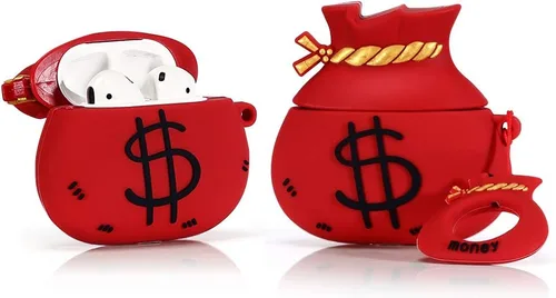 Miniatura 2 de Funda de silicona compatible con Apple Airpods 1 y 2 [diseño divertido] [el mejor regalo para niñas, niños o mujeres] (bolsa negra)
