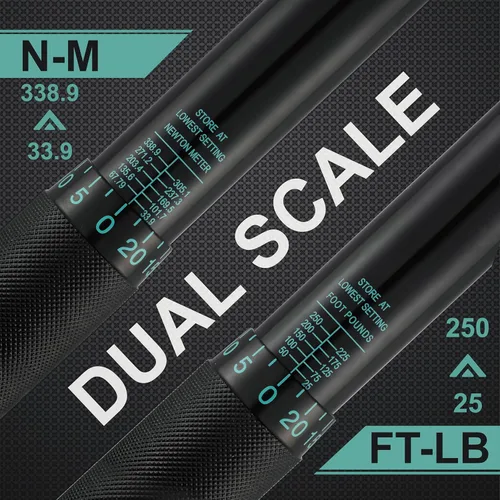 Miniatura 3 de EPAuto Llave dinamométrica de clic de 1/2 pulgada, 25-250 ft-lb/33.9-338.9 Nm, negro