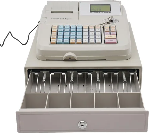 Miniatura 6 de Caja registradora, caja registradora electrónica POS Syetem, 48 teclas y 8 pantalla LED digital, caja de cajero minorista con caja de cajón