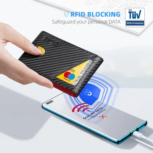 Miniatura 78 de Zitahli - Billeteras delgadas RFID para hombres, billetera de cuero flexible con clip de dinero, cartera minimalista con bolsillo frontal