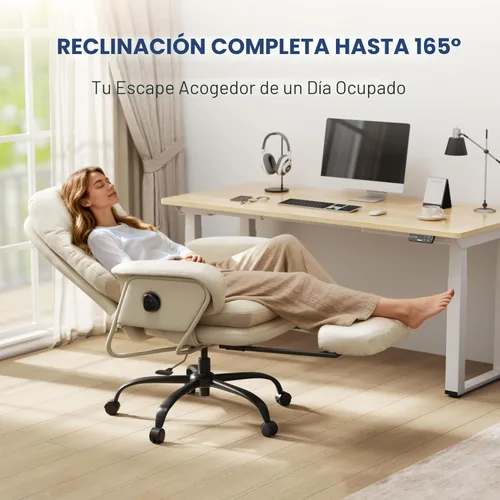 Miniatura 6 de FLEXISPOT Tumbona 2 en 1 para interiores con ruedas, reposapiés reclinable de 90-165°, sillas de oficina en casa para sala de estar, dormitorio