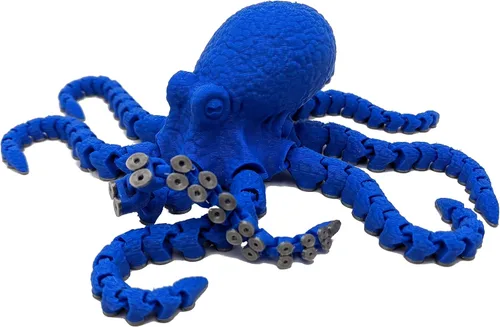 Miniatura 26 de Pulpo impreso en 3D – Personalizable, hecho a pedido Modelo animal articulado (pequeño, morado con tentáculos verde lima)