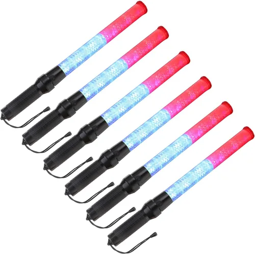 Miniatura 8 de PATIKIL Varitas de tráfico de 21 pulgadas, 6 unidades, 2 modos intermitentes, luz de advertencia LED, controlador de señal policial con cordón