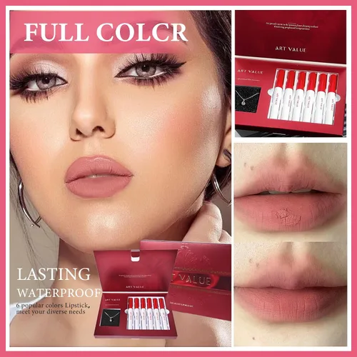 Miniatura 3 de Regalo de Navidad para mujer, juego de 7 cajas de regalo que incluye lápiz labial mate de terciopelo rojo y collar, fácil de combinar con diferentes