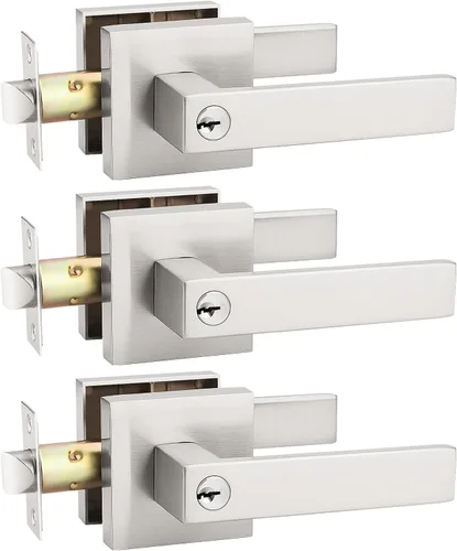 Miniatura 25 de KNOBWELL - Paquete de 10 picaportes resistentes con llaves para puertas de entrada; juego para puertas delanteras que cierran con diferentes llaves