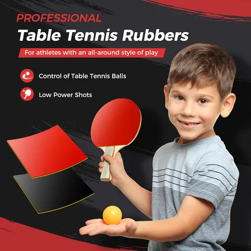 Miniatura 2 de Esponja de goma de PingPong rojo/negro de 0.087 in de repuesto para bate de tenis de mesa, accesorios de 2 unids/set