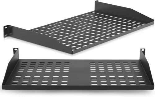 Pyle Estante para servidor de 1U de 2 piezas, estantes ventilados para una buena circulación de aire, montaje en voladizo, estante de montaje en