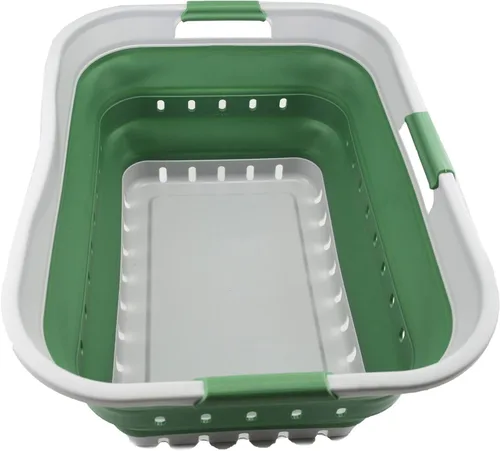 Miniatura 14 de SAMMART Cesta plegable de plástico para la ropa sucia de 42L (11 galones), contenedor de almacenamiento plegable y organizador, cesta que ahorra