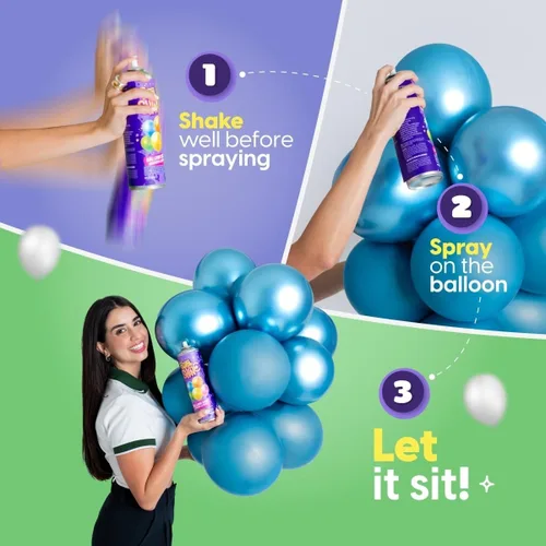 Miniatura 6 de Shiny Fiesta Party Shine Balloon Shine Spray, Spray de Silicona para Globos de Látex, Spray de Brillo para Globos, Impermeable, Sin Fragancia y Sin