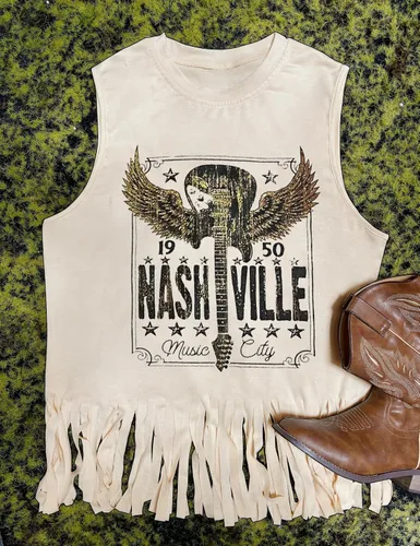 Miniatura 2 de iliheyov Nashville - Camiseta sin mangas para mujer, diseño de festival de música country, estampado gráfico, sin mangas, Nash Music