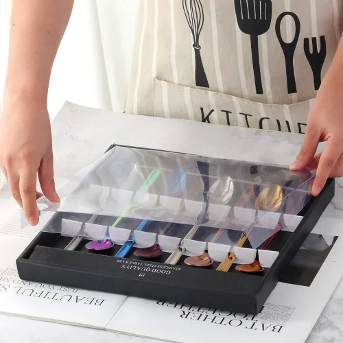 Miniatura 3 de Buyer Star Juego de 8 cucharas coloridas de mango largo de 7.87 pulgadas, juego de cucharas de té de hielo multicolor de acero inoxidable 18/10