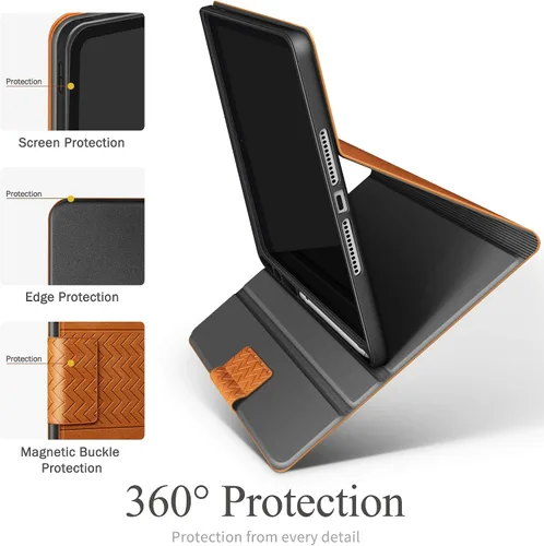 Miniatura 8 de auaua Funda para iPad de 9ª/8ª/7ª generación de 10.2 pulgadas (versión 2021/2020/2019), con soporte para lápices, piel vegana, funda inteligente