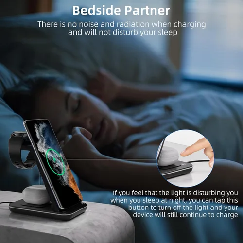 Miniatura 7 de Cargador inalámbrico para Samsung, estación de carga rápida 3 en 1 para Samsung Galaxy S23/S22/S21/S20/S10/Note 20/10, soporte de carga inalámbrico