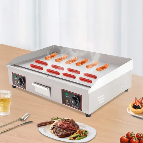 Miniatura 2 de Plancha eléctrica plana superior, 3000 W, 30 pulgadas, plancha eléctrica de acero inoxidable para encimera con tanque de recolección de aceite