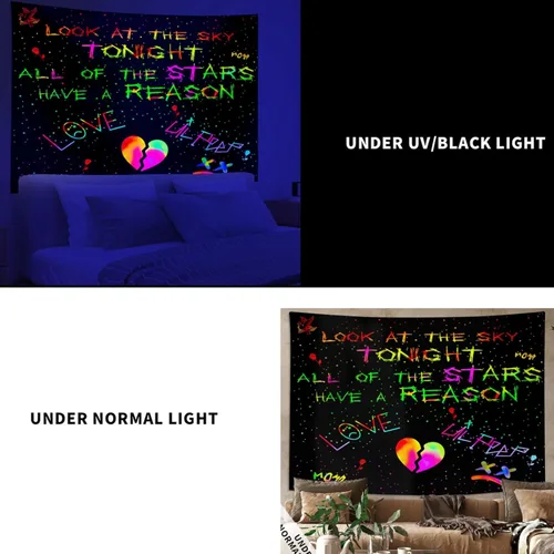 Miniatura 5 de PSYHILAR Blacklight Lil Peep Tapestry, Pósteres de Luz Negra para Dormitorio, Bandera UV Star Shopping Rapper (40 x 30 Pulgadas)