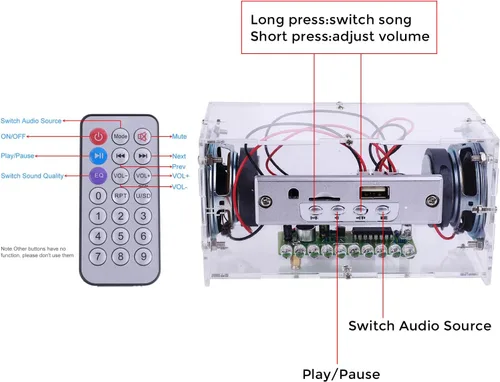 Miniatura 6 de MiOYOOW Kit de altavoz Bluetooth DIY, mini amplificador estéreo USB, kit de soldadura con luces LED intermitentes, kit de práctica de soldadura
