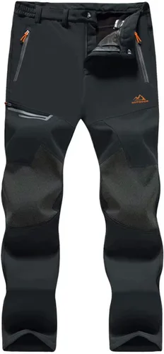 MAGCOMSEN Pantalones de invierno para hombre, con forro polar, resistentes al agua, 4 bolsillos con cremallera, pantalones para exteriores