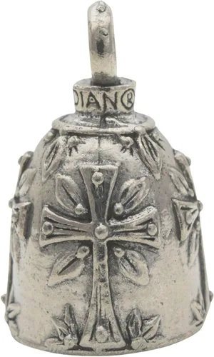 Miniatura 2 de Guardian Bell Campana religiosa de buena suerte con llavero y bolsa de regalo de terciopelo negro Campana de motocicleta Peltre sin plomo