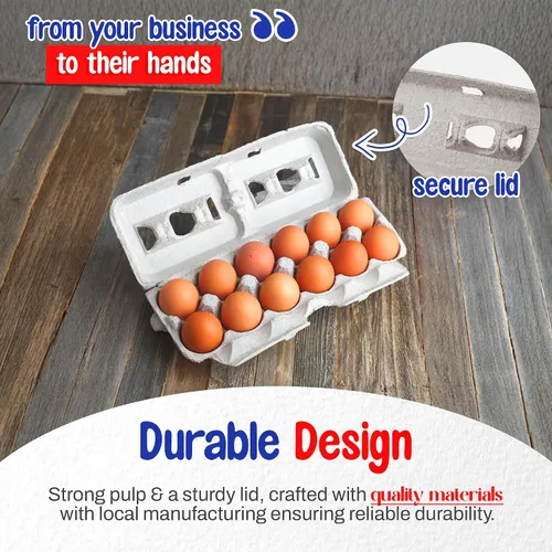 Miniatura 7 de MT Products Cartones de huevos impresos personalizados 1 docena - Contenedor de huevo personalizado de pulpa natural - Hecho en EE. UU