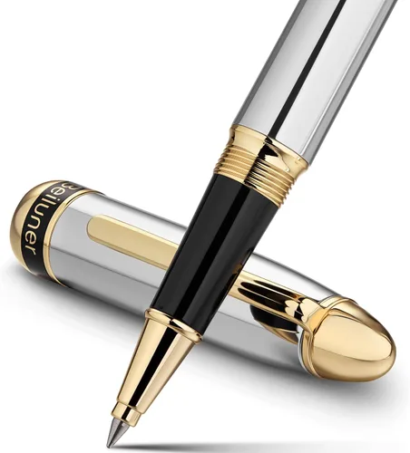 Miniatura 10 de BEILUNER Pluma Rollerball de Lujo 315, con Acabado de Oro de 24 Quilates, Laca de Piano Negro, Artesanía de Grado de Lujo, El Mejor Set de Regalo