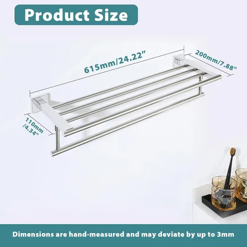 Miniatura 2 de Alise Toalleros para Baño Montados en la Pared, Toallero de Baño de 24 Pulgadas con Barra de Toalla, Toalleros Dobles para Baño, Portatollas de Baño
