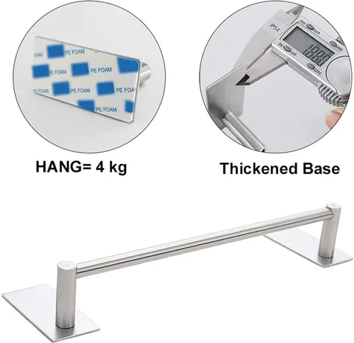 Miniatura 4 de NearMoon toallero de barra autoadhesivo de acero inoxidable para baño, soporte para colgar toallas en la pared, estilo contemporáneo, sin Níquel
