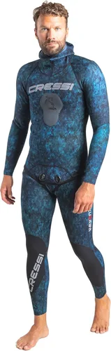 Cressi Traje de neopreno de pesca submarina y apnea con almohadilla de pecho, protección de rodilla, diseño anatómico - Tokugawa: Diseñado en Italia