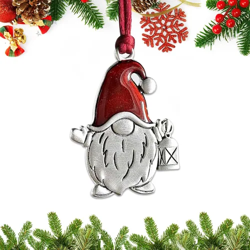 Miniatura 10 de Adornos navideños, 2024 Adorno de árbol de Navidad de peltre sólido hecho a mano de metal para colgar, artesanía DIY, coleccionables para árboles