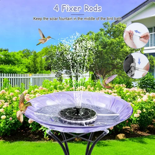 Miniatura 9 de Yzert Fuente solar de luces de anillo colorido, fuente de agua solar 2026 de 3.5 W con batería de 2000 mAh, bomba de fuente solar para baño