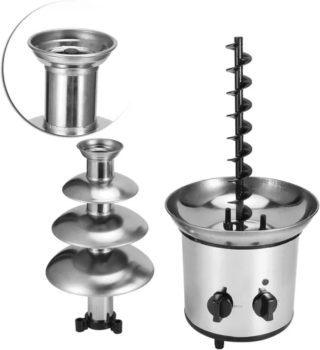 Miniatura 7 de Luqeeg Fuente de fondue de chocolate, máquina eléctrica de fuente de chocolate de 4 capas, máquina de fusión de chocolate de acero inoxidable, torre