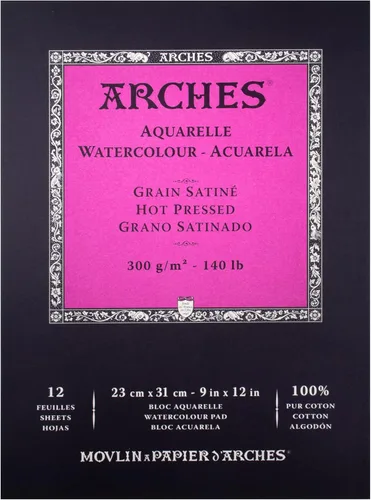 Miniatura 10 de Almohadilla de papel de acuarela Arches, 140 libras, prensa fría, 9"x12