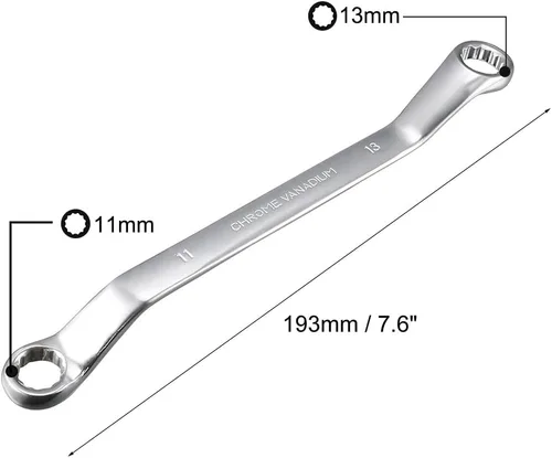 Miniatura 2 de uxcell Llave de caja doble compensada de 11 mm x 13 mm, 12 puntos, métrica, cromada, acero Cr-V