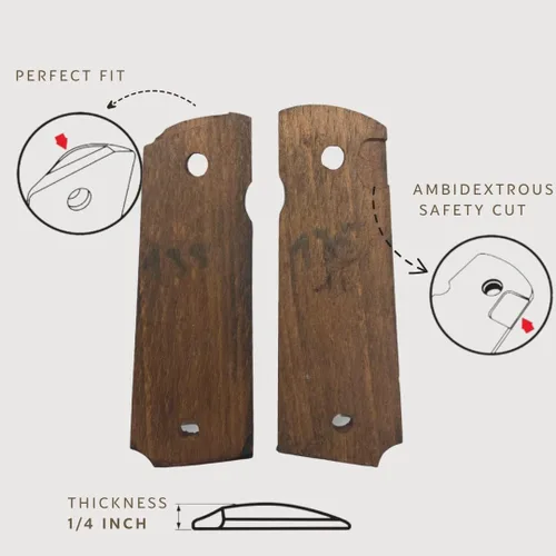 Miniatura 9 de 1911 Raven & Moon Series, 1911 Wooden Pistol Grips, Ambi Safety Cut for 1911 Full Size, 1911 Accessories, Artistic Collector Design