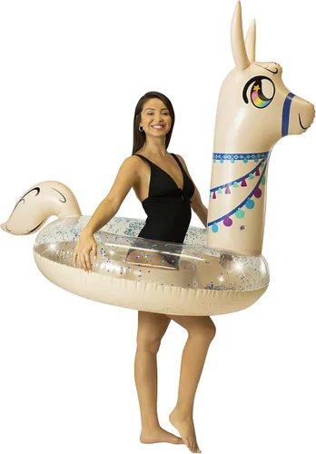PoolCandy Tubos inflables de piscina y anillos de natación para animales Beige