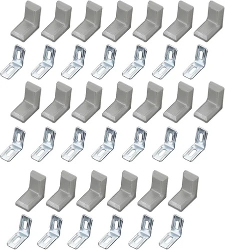 dophee 20 soportes de esquina de metal en forma de L de 90 grados con cubierta de plástico, junta de esquina en ángulo recto para estantes, muebles