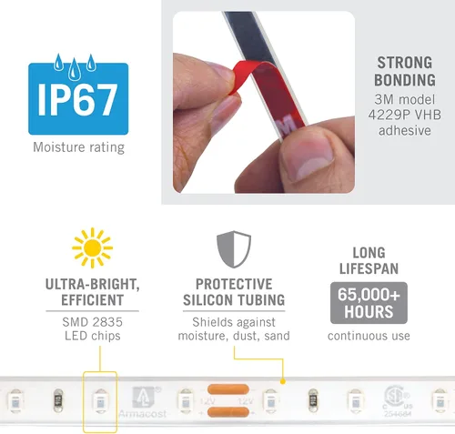 Miniatura 3 de Armacost Lighting RibbonFlex Pro 18" Rojo Verde Impermeable IP67 LED Cinta Luz 60LEDs/Metro