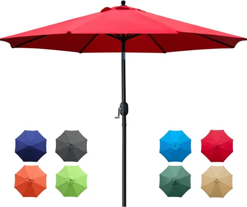 Miniatura 8 de Sunnyglade sombrilla de mesa para exteriores con 8 varillas resistentes, 9 pies