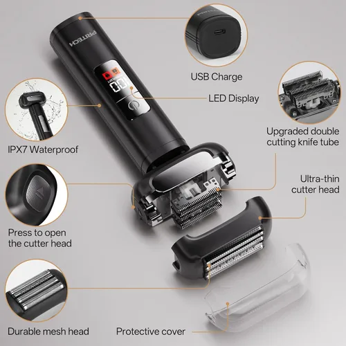 Miniatura 5 de PRITECH Afeitadora eléctrica de aluminio para hombres, maquinilla de afeitar eléctrica para la cara de los hombres, diseño agradable a la piel