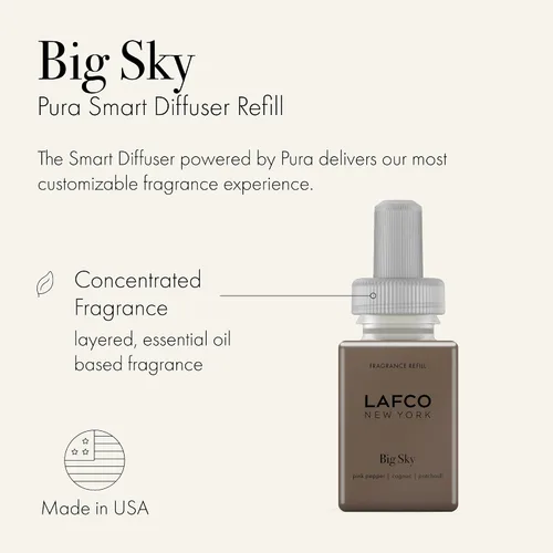 Miniatura 2 de Recarga de dispositivo inteligente LAFCO New York Pura, Big Sky - Paquete de 2 - Cada vial ofrece hasta 2 semanas de vida de fragancia - Fabricado