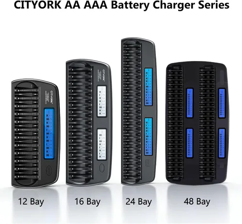 Miniatura 9 de CITYORK Cargador de batería AA AAA de 12 bahías con función de actualización, cargador de batería inteligente con pantalla LCD